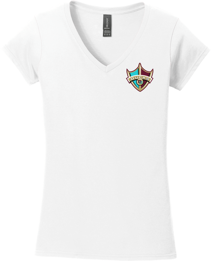 Delaware Ducks Softstyle Ladies Fit V-Neck T-Shirt