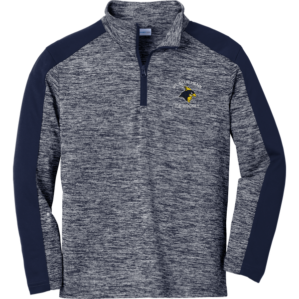 Delaware Jr. Blue Hens Youth PosiCharge Electric Heather Colorblock 1/4-Zip Pullover